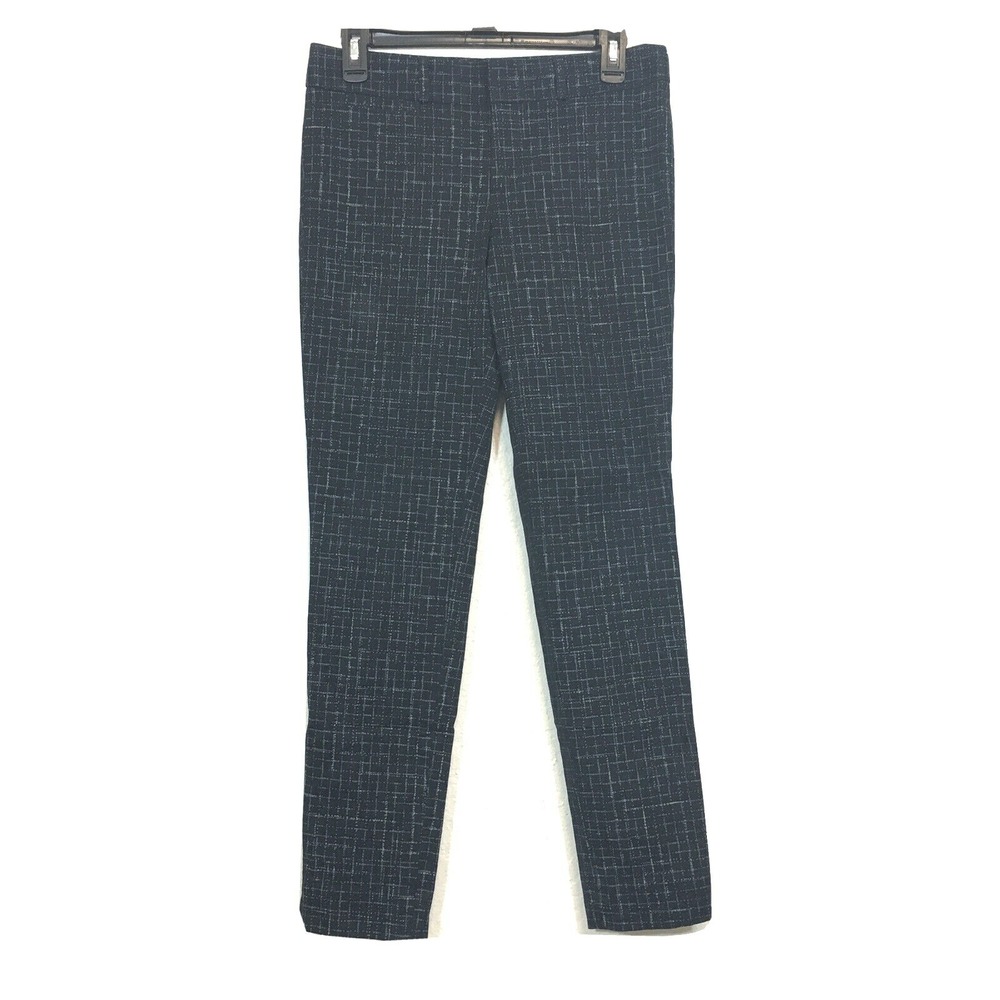 Banana Republic Sloan Pant 2 Skinny Stretch Navy Blue Cool Neutral Print Trouser